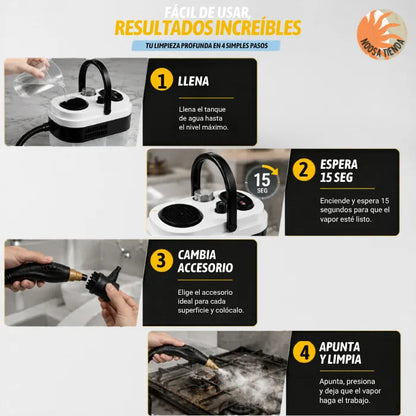 VaporPro 2500 — Elimina grasa, bacterias y manchas